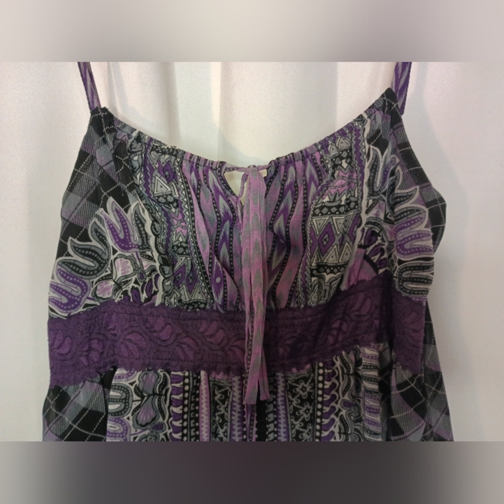 Vintage Twenty One Babydoll Dress Medium Purple Boho Festival Coachella - Picture 2 of 10